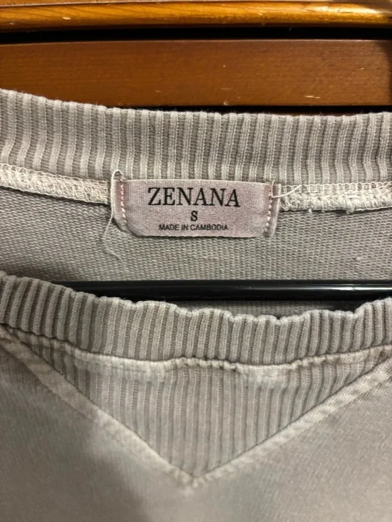 Zenana Outfitters Light Gray Ribbed Crewneck Sweatshirt - Picture 2 of 3